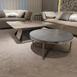 Contemporary Nesting Coffee Table Set with Marble-Effect Top and Brushed Metal Accents
